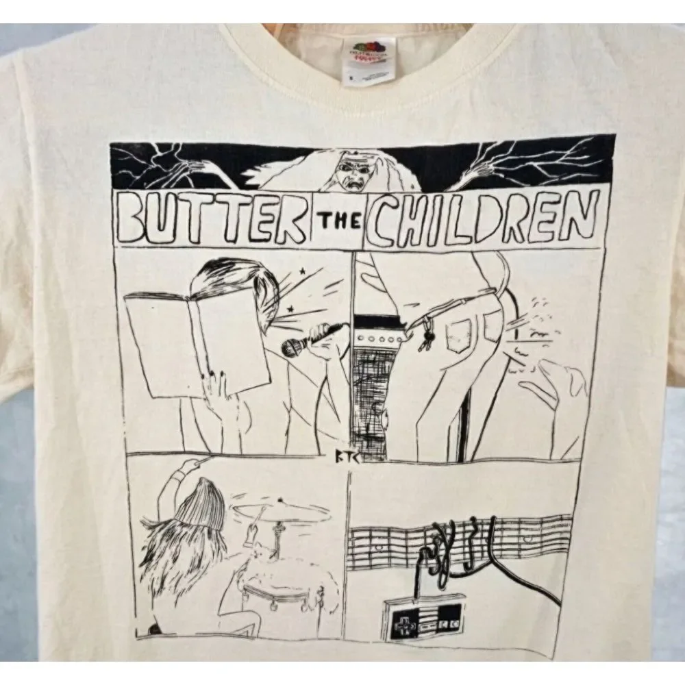 Rare Butter The Children‎ Shirt Size Small Adult Music Band White HTF Pop Cotton